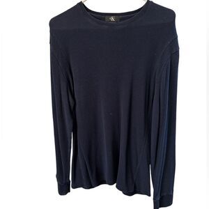 NWOT Calvin Klein Navy Waffle Knit Crew Pullover